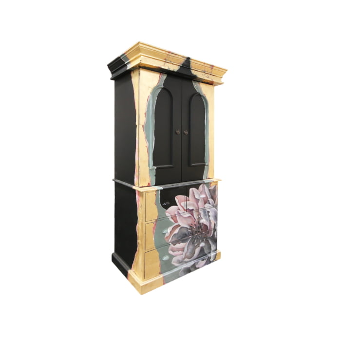 Gold gilded floral cupboard