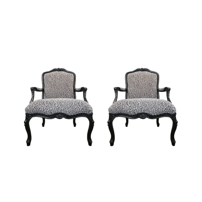 Antique black and white victorian arm chairs