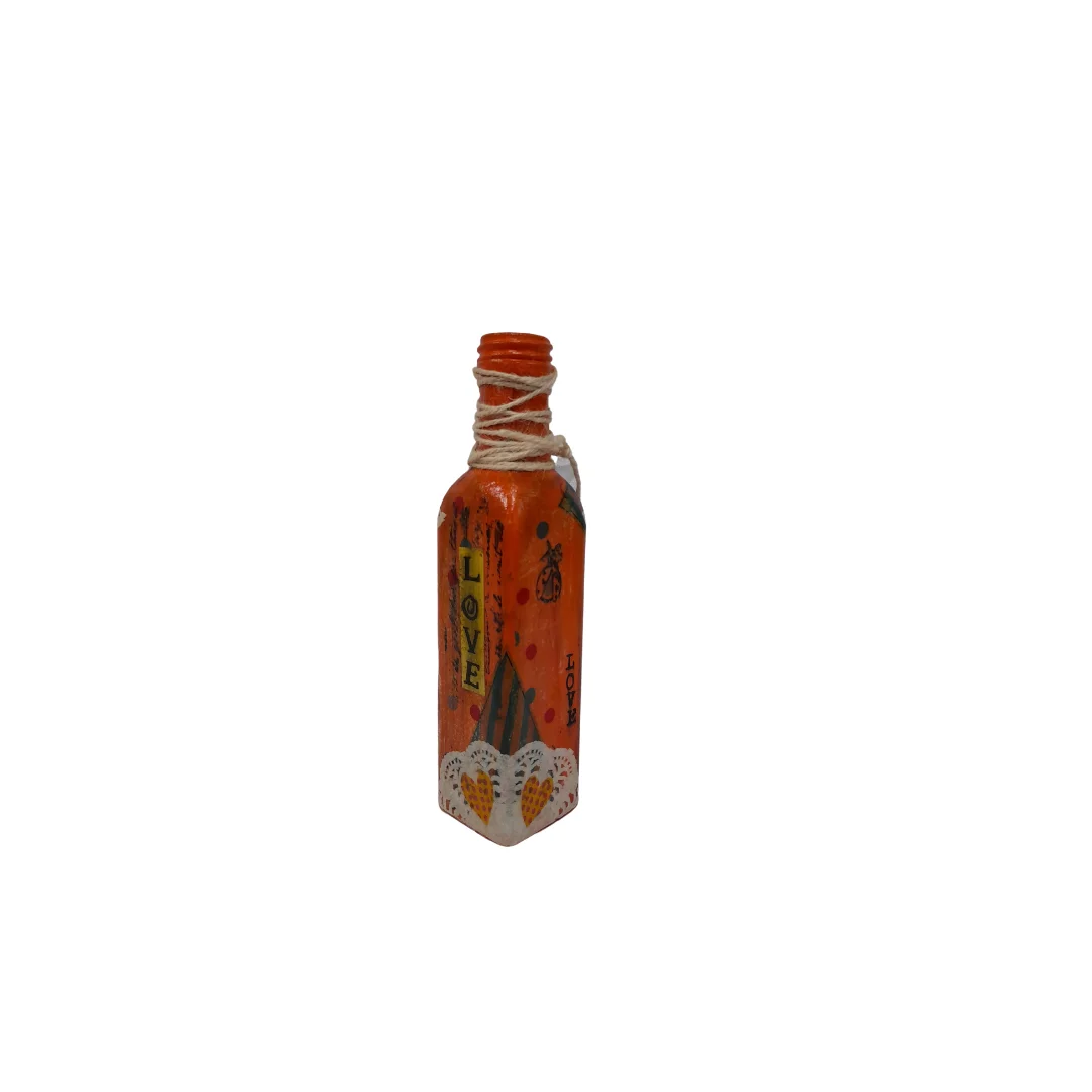 Medium bottle orange with love lettering and hearts