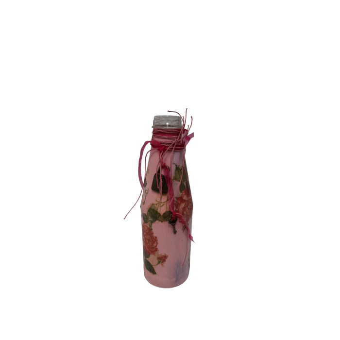 Ala grande bottle pink with roses and pink twine