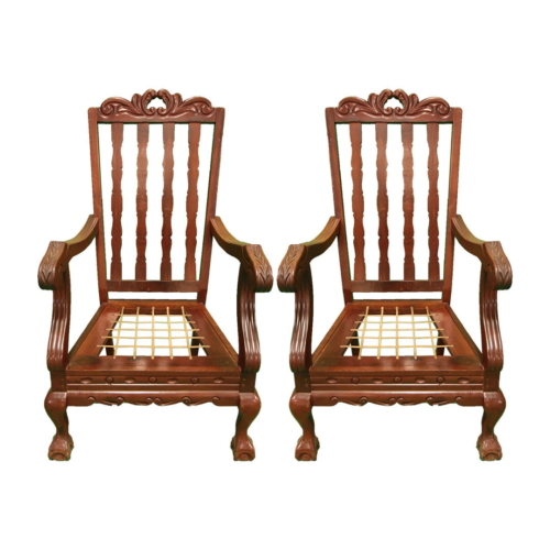 High back ball and claw armchairs