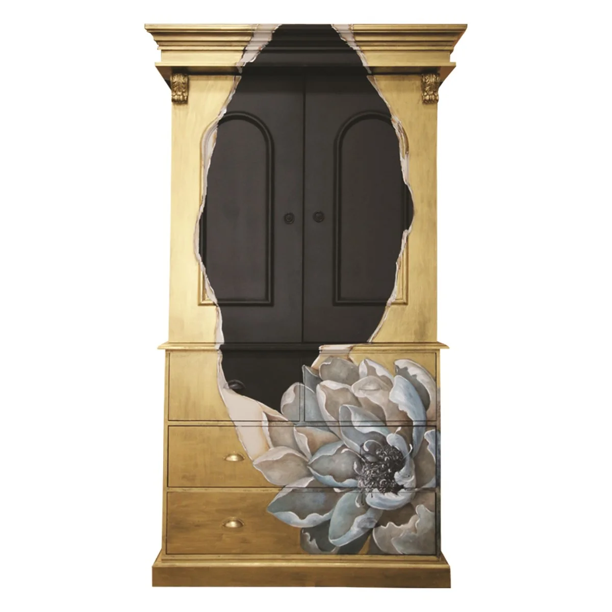 Floral gold cupboard