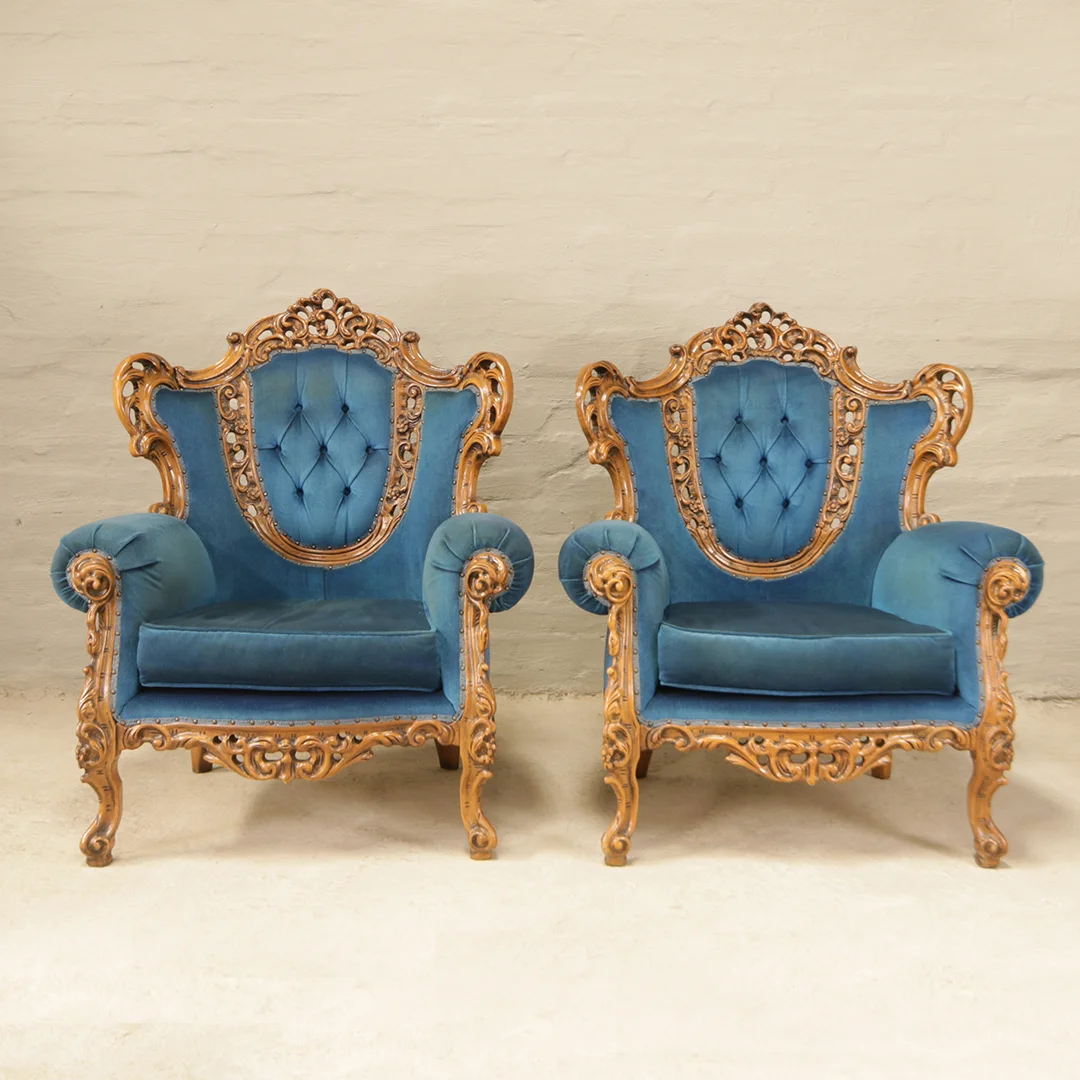 victorian carved arm chairs