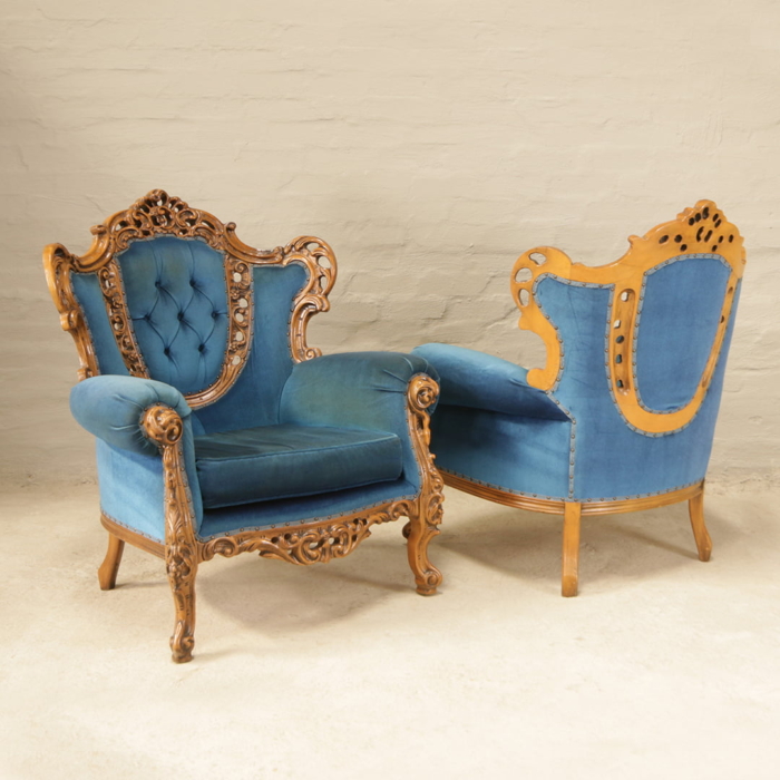 victorian carved arm chairs