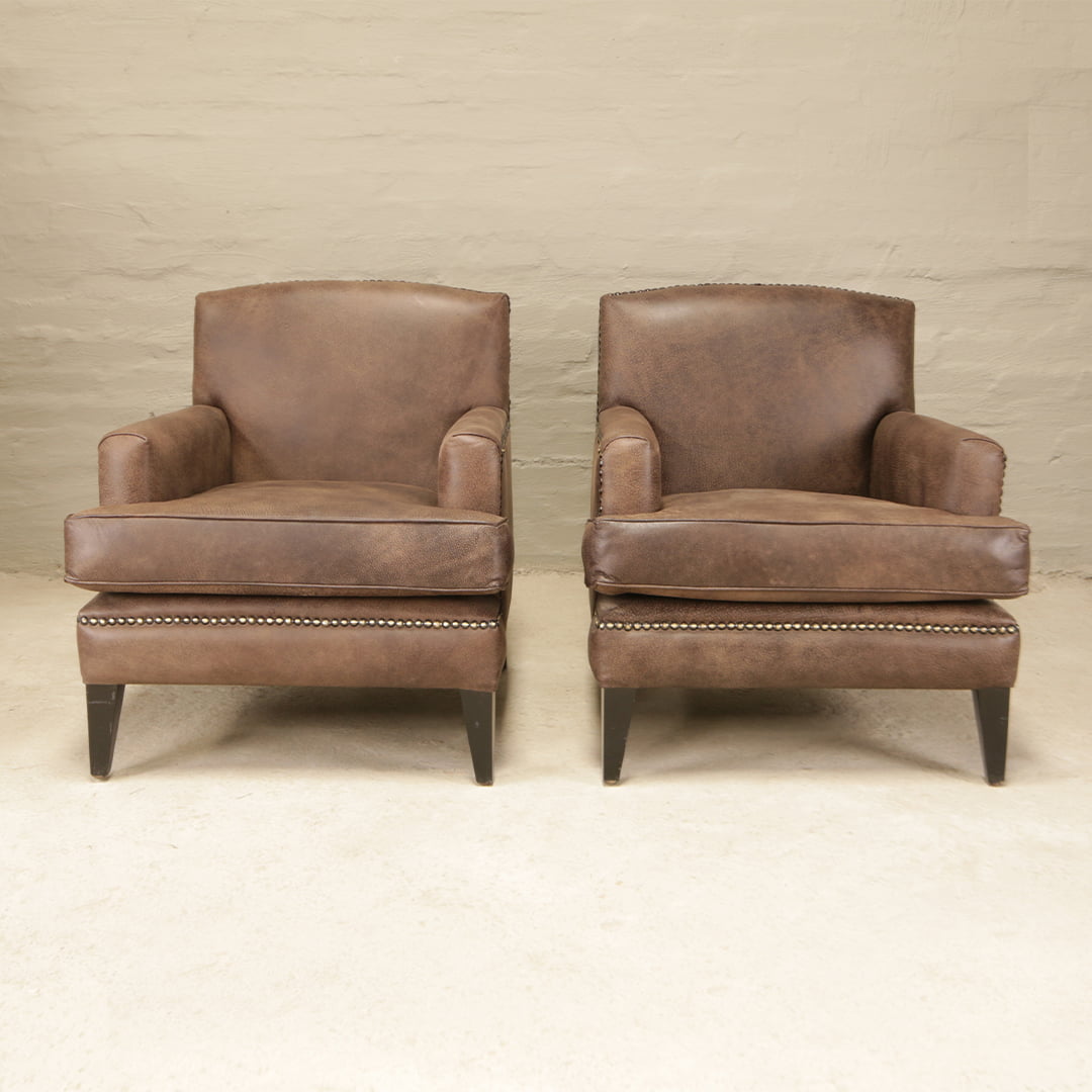 real leather chair with ottoman