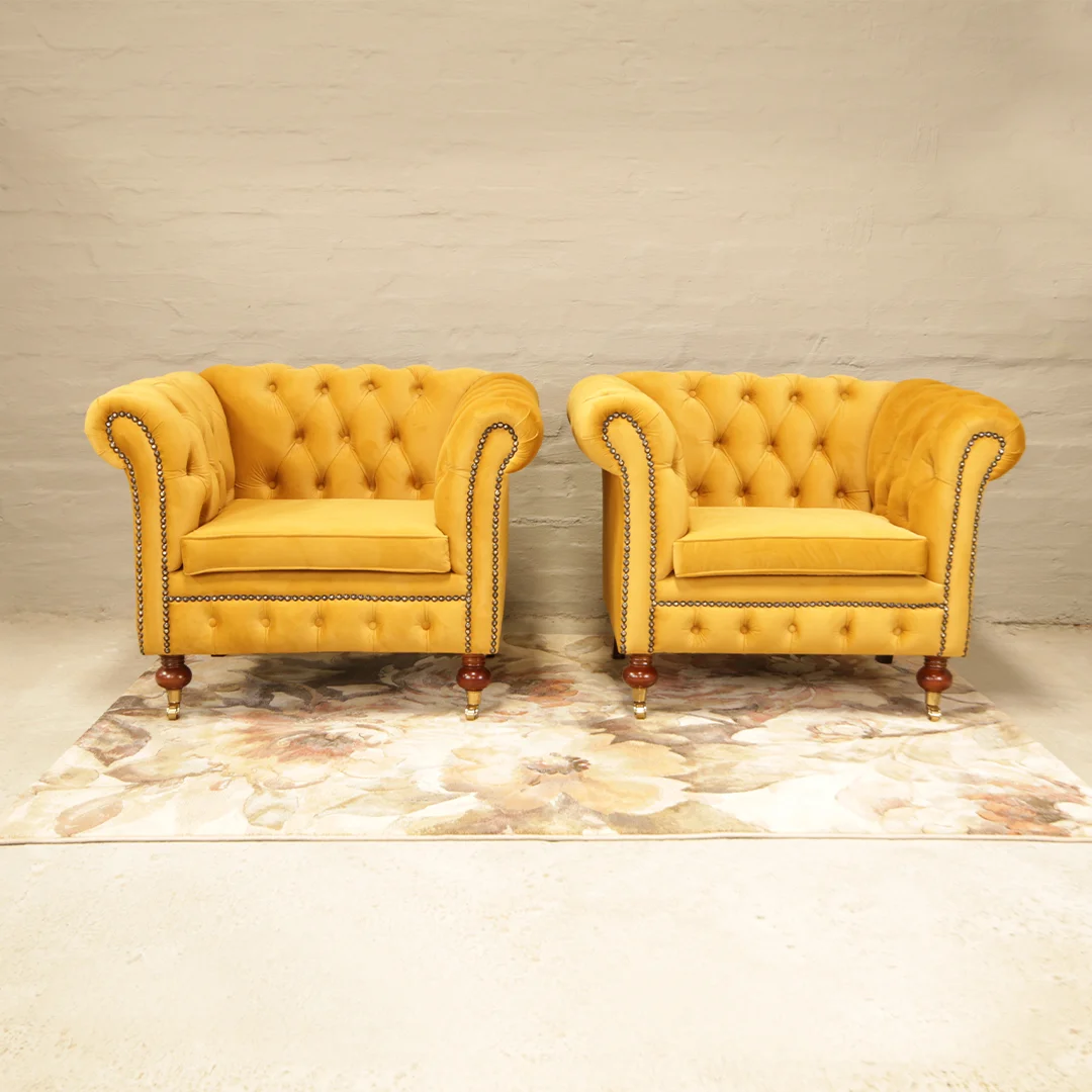 Mustard discount chesterfield armchair