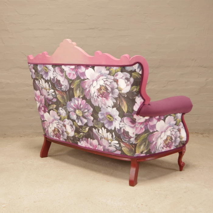 Victorian sofa floral purple