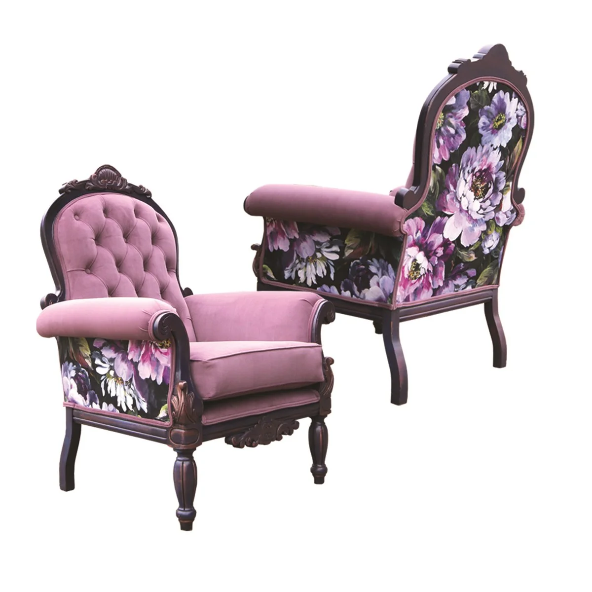 Victorian chairs purple floral