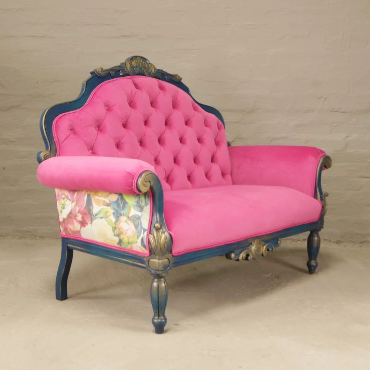 Victoran blue and pink sofa