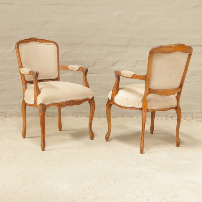 French walnut carved armchairs