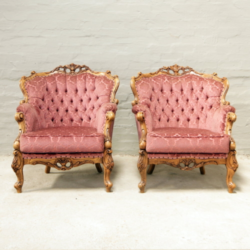 italian carved armchairs in oak