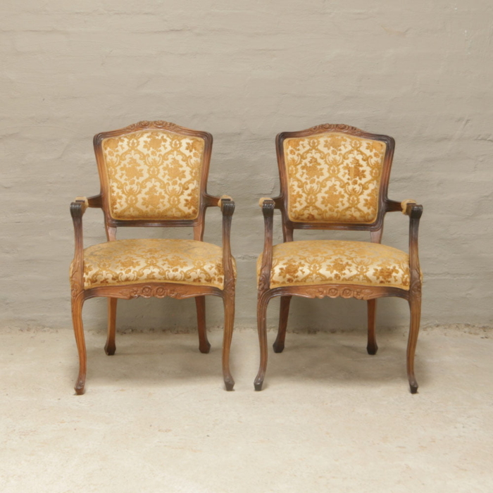 french carved chairs in damask velvet