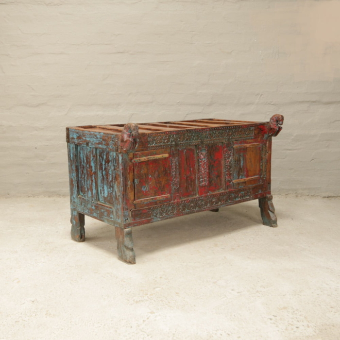 antique painted indian chest