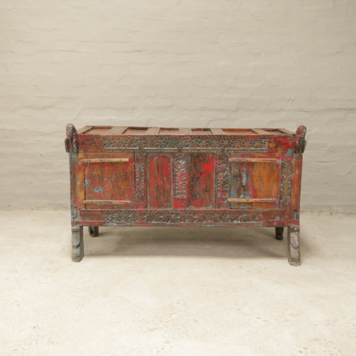 antique painted indian chest