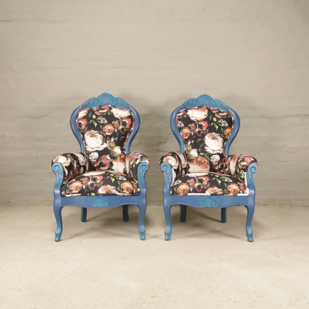 victorian style armchairs