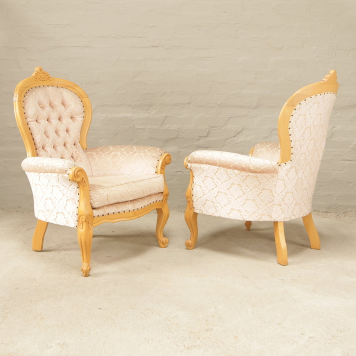 victorian armchairs in beechwood