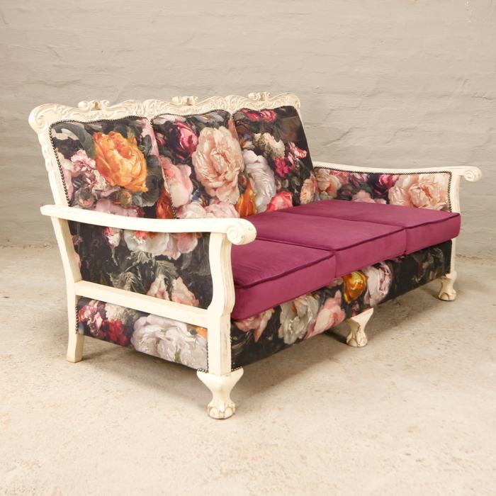 Floral Ball and Claw 3 Seater Sofa