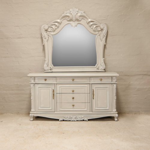 Vintage large Dressing Table in grey and white