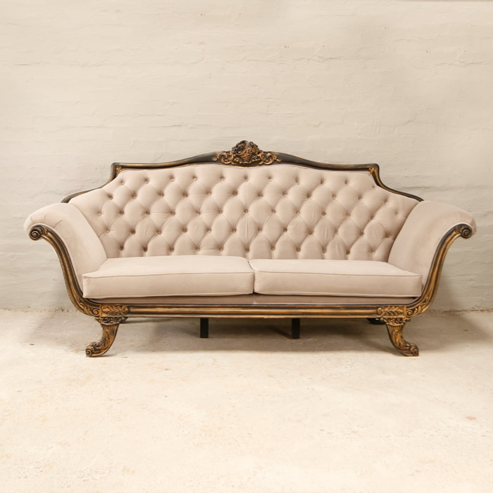 Victorian carved 3 Seater Sofa with velvet