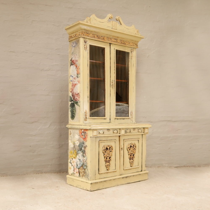 antique bookcase with bespoke paint technique