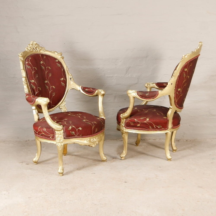 french style golden armchairs
