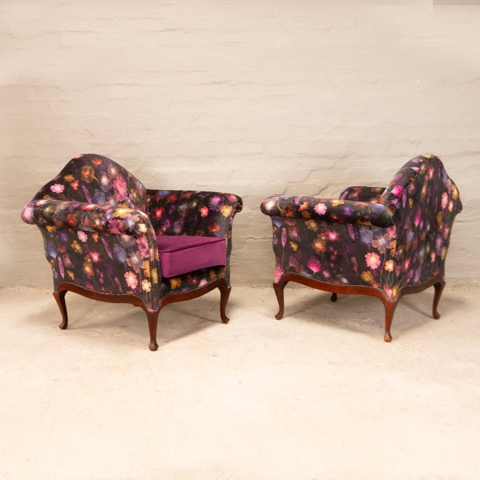 Queen Anne Floral Arm Chairs