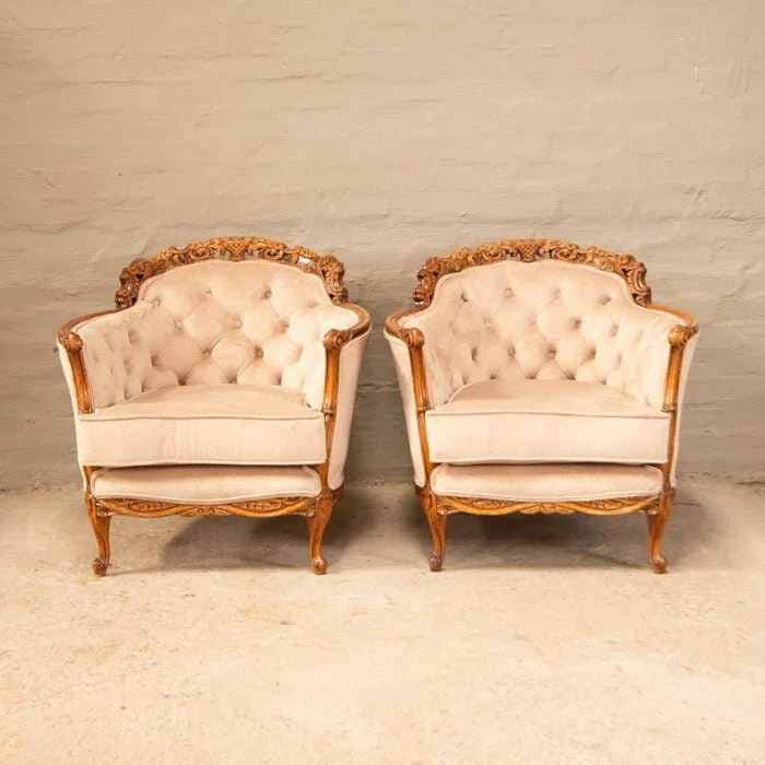 Antique Oak carved Tub chairs