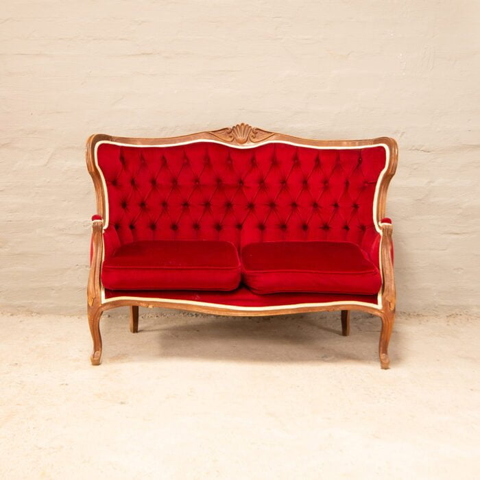 Victorian 2 seater Sofa in red Velvet