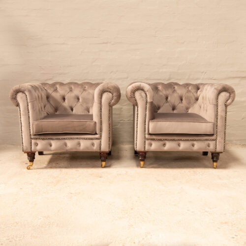 Chesterfield chairs in Dolphin grey velvet