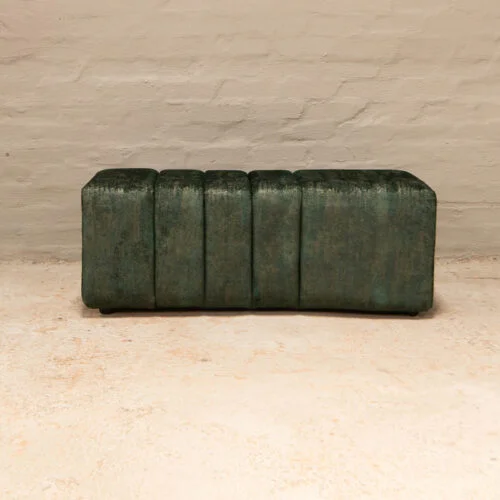 modern ottoman in green and gold velvet