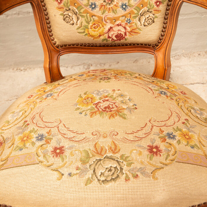 French style chairs with hand embroidered tapestry