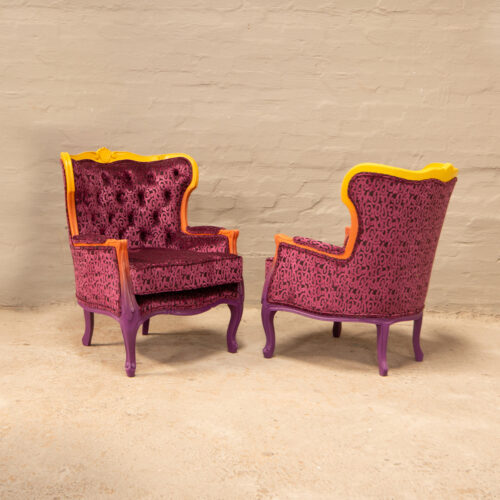 French style carved armchairs