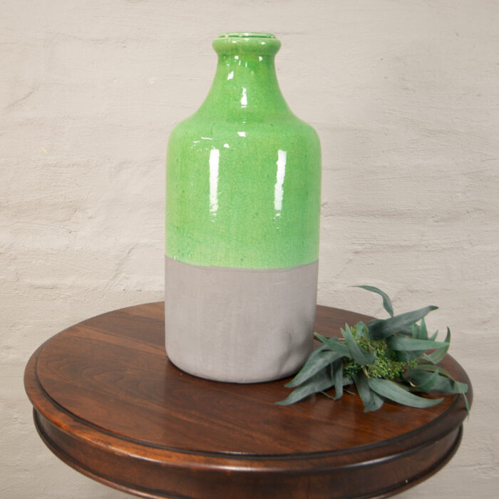 Tall green and grey vase