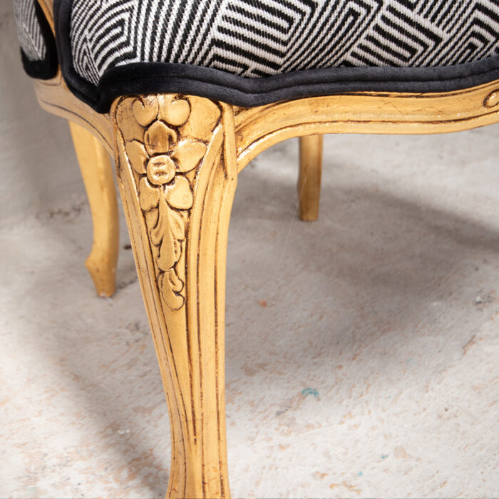 French carved chairs with daisy prints