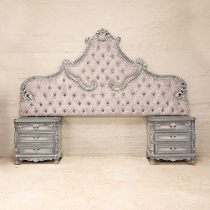 Carved headboard with pedestals
