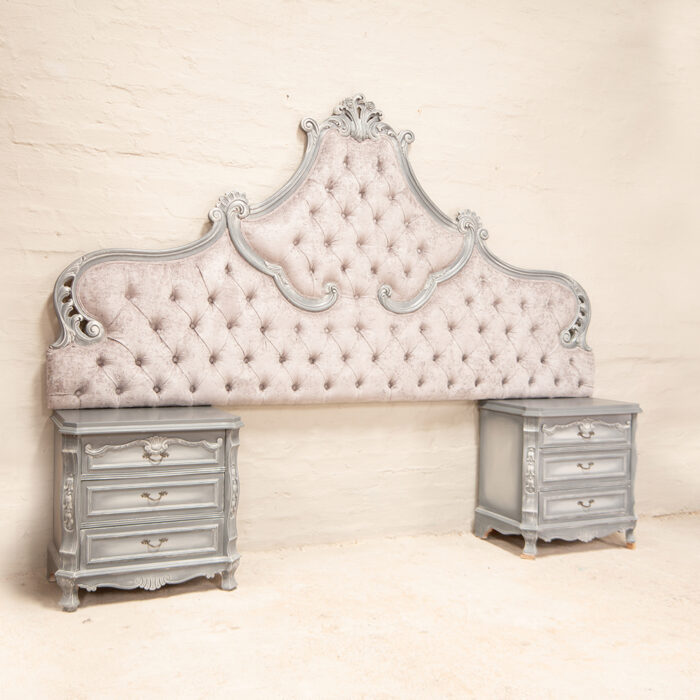 Carved headboard with pedestals