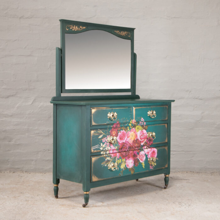 Green Floral Dressing Table