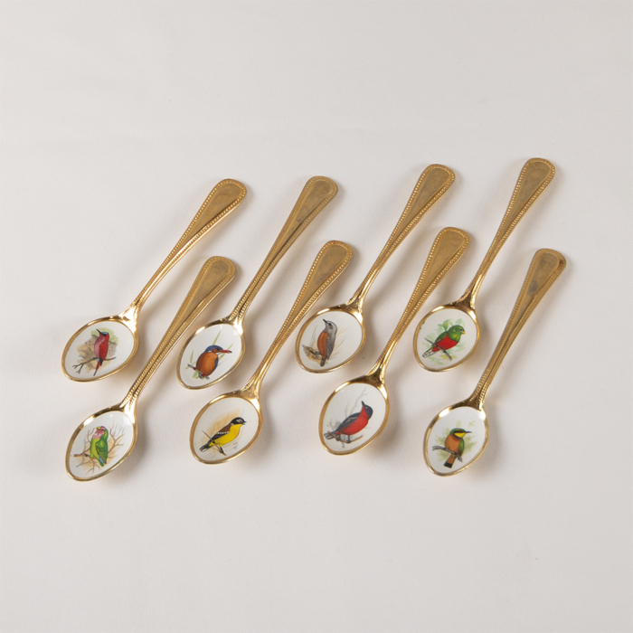 Gold Teaspoons Birds