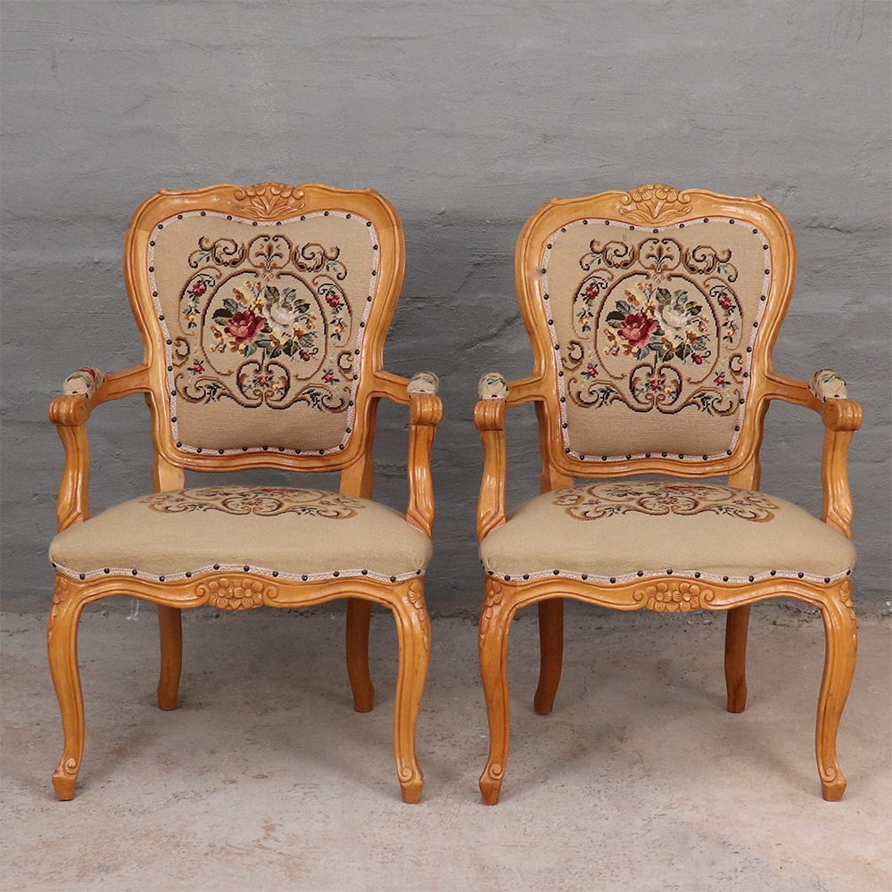 Beechwood open armchairs