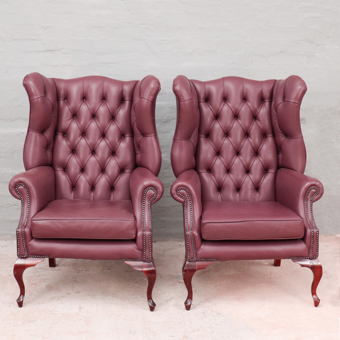 Leather wingback chairs