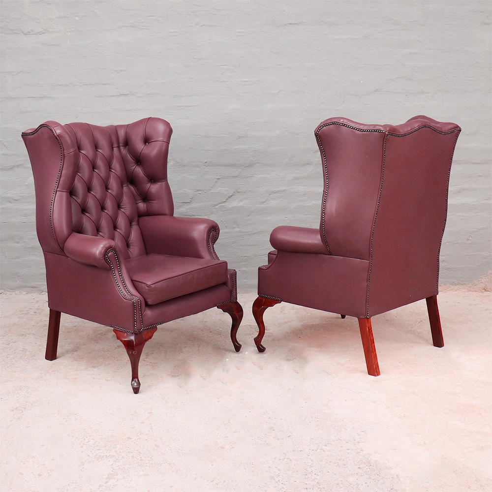 Leather wingback chairs