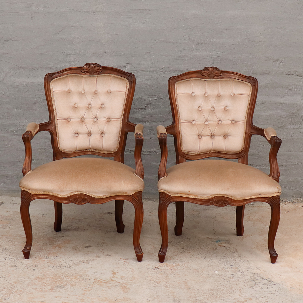 Victorian walnut armchairs