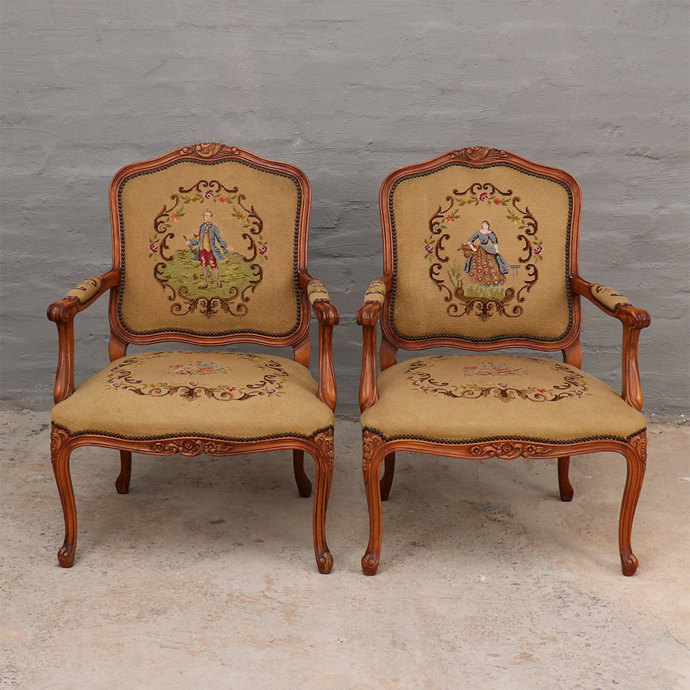 French Walnut Armchairs