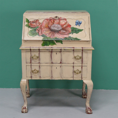 Beige Floral Writing Bureau