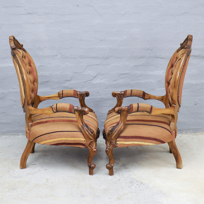 Victorian Walnut Armchairs - Image 3