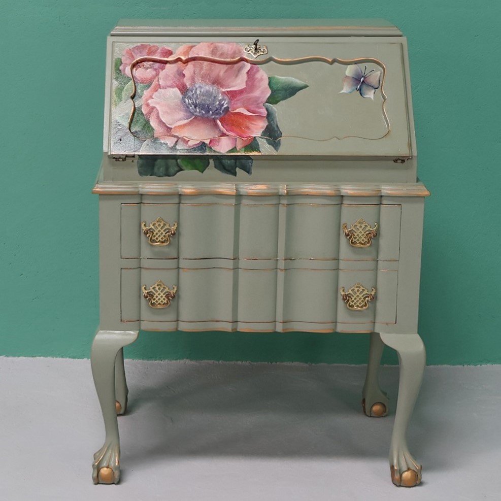 Green Floral Writing Bureau